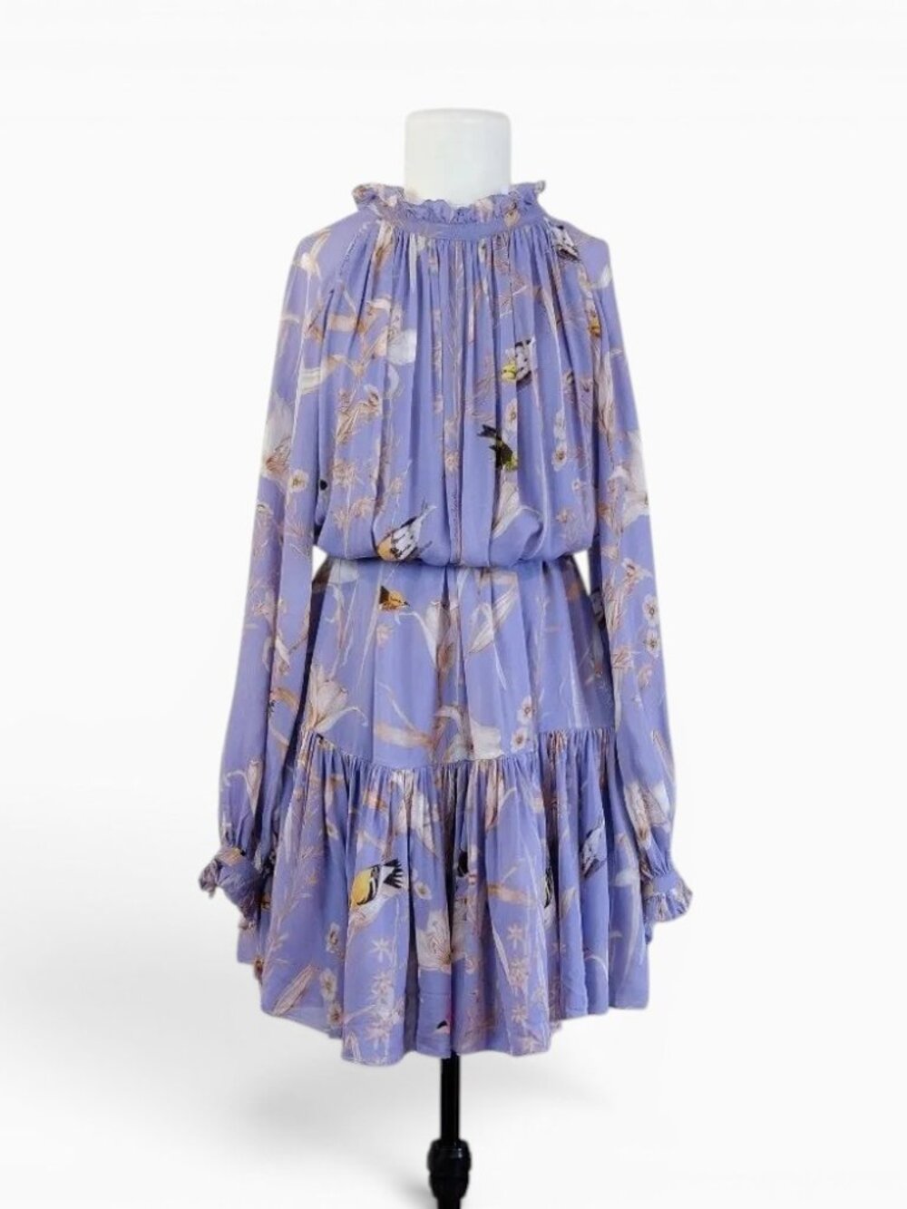 Banana Republic Whimsical, Tiered, Lavender Bird Dress - Size XS